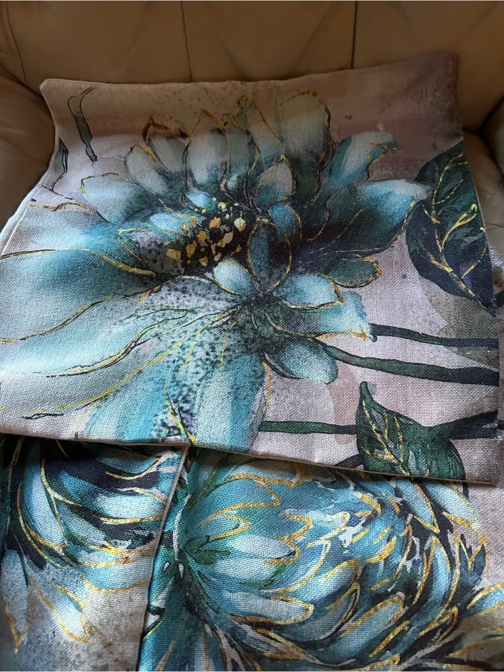 Teal Floral Decorative Throw Pillow Covers